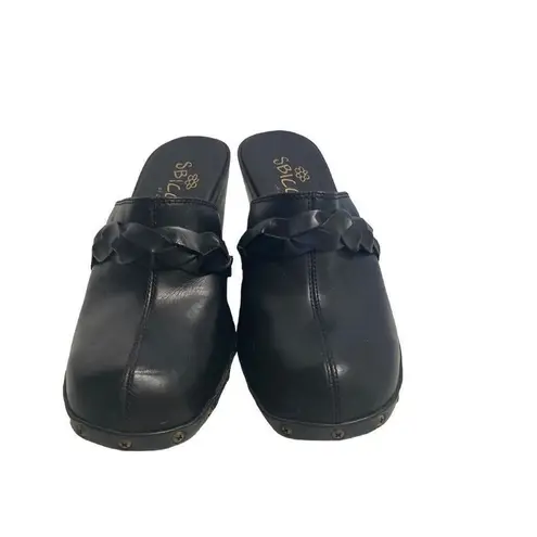 sbicca SIBICCA Of California Women’s Wooden Heel Studded Braided Black Clogs Size 8