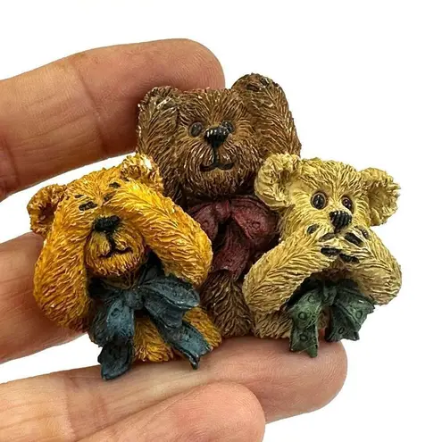 T.B.C. Boyds Bears hear see speak no evil bear vintage brooch