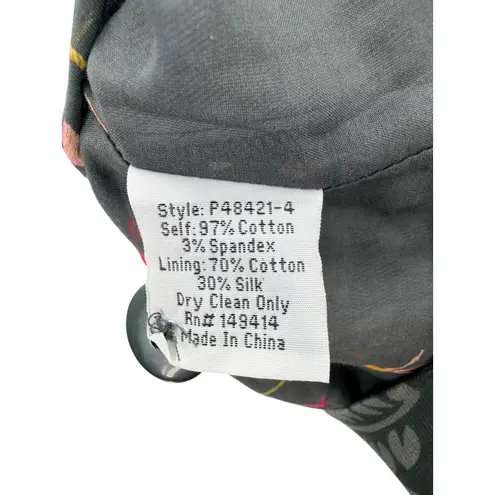 Johnny Was Pete & Greta Mono Blazer Jacket Floral Print Black L NWT Cotton Silk