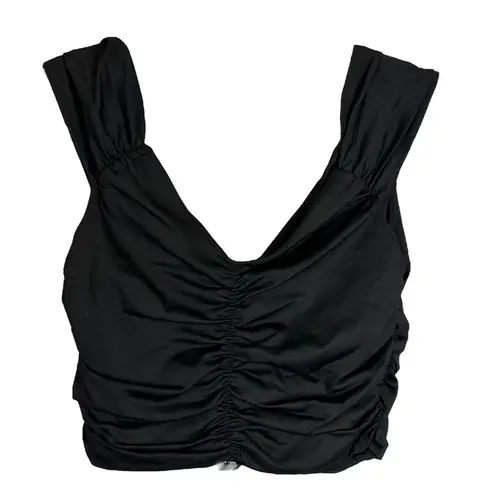 David Lerner New York Ruched Crop Top Black NWT Medium DAT1089