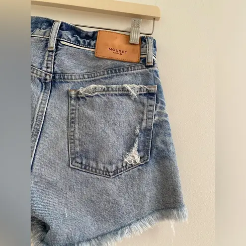 Moussy Vintage Blue Distressed Denim Jean Shorts Size 24