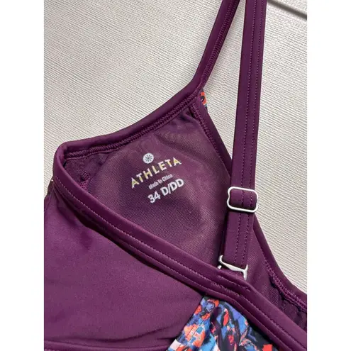 Athleta  Wild Bloom‎ Marrakesh Tankini Top/Swim Dress 34 D/DD Purple Geometric