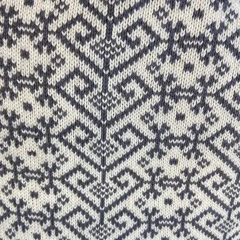 Vintage Fair Isle Sweater 100% Cotton Pullover Crewneck Size Large Gray White