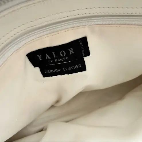 FALOR white/beige basketweave leather bag, made in Italy