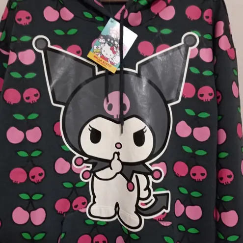 Sanrio Bioworld XL Adult Kuromi X Hello Kitty Polka Dot Hoody Sweatshirt Top Pink