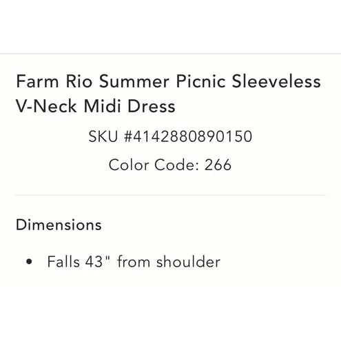 Farm Rio NWT Summer Picnic V-Neck Midi Dress w/ Braided Belt Size M
