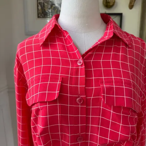 Equipment Femme Ellene Silk Dress Hibiscus Sun Kiss Pink Red $394