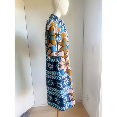 Vtg 70s Lanvin Paris I Magnin OP Art Mod Dagger Collar Shirt Dress Sz M 8