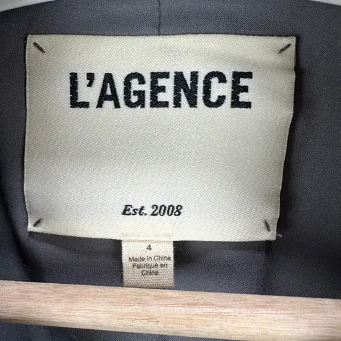 L'Agence Kenzie Double Breasted Blazer Jacket Pinstripe Gray Classic Preppy US 4