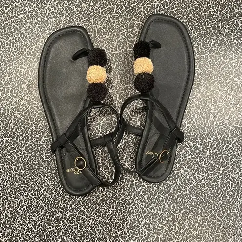 J.Crew Black leather flip flop‎