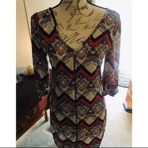 B_Envied Stylish Red and Blue Patterned Mini Dress