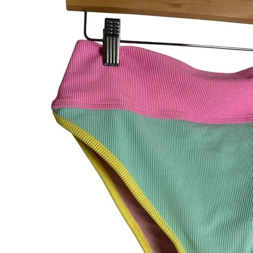 Beach Riot Emmy Pastel Macaron Colorblock High Waisted Bikini Bikini Bottoms L