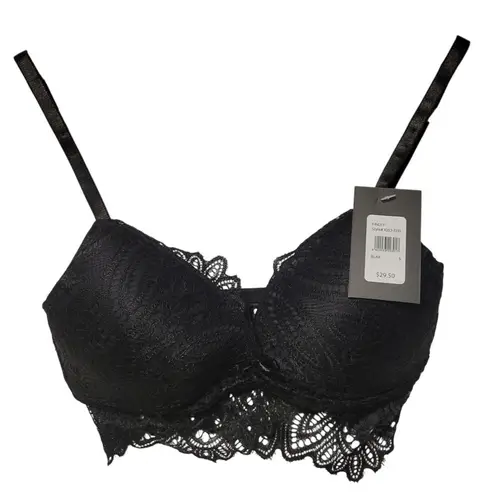 Frederick's of Hollywood NWT Finley Lace Bralette Black Fairy Goth Festival - S
