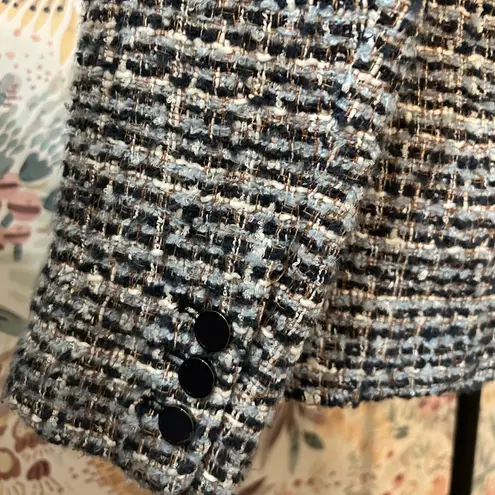 House of Harlow 1960 NWT Dbl Breasted Tweed Heavyweight Jacket Blazer Small Blue White