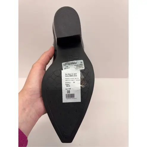 Arezzo Boots Size 9B Black Leather Block Heel Studded Booties Side Zip NEW