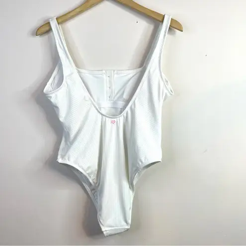 Stoney Clover Lane Stoney Clover X Target White Ribbed Cheeky High Leg One Piece Swimsuit womens L