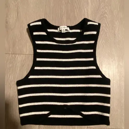 Hunter & Brown black and white striped cropped tank top size S