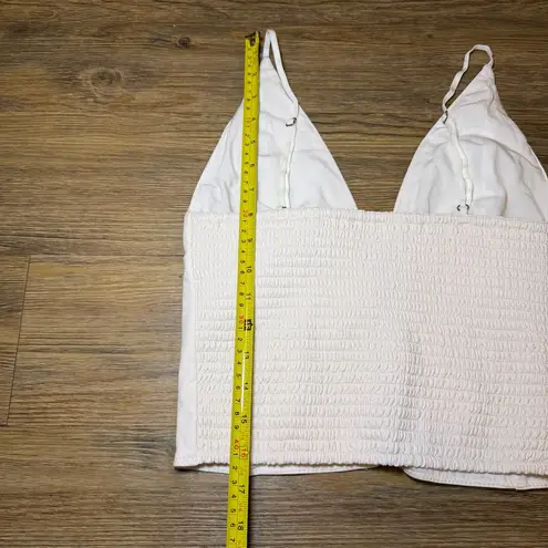 Joyfolie Ivory Faux Leather Camisole Top S Braided Front Adjustable Straps White