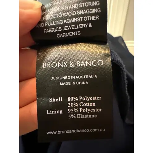 Bronx and Banco Navy Off Shoulder Tulip Dress Size 6 | High Low Cocktail Gown