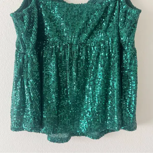 love on a hanger M Green Sequin Tank Cami Dressy Top Y2K Club U Front