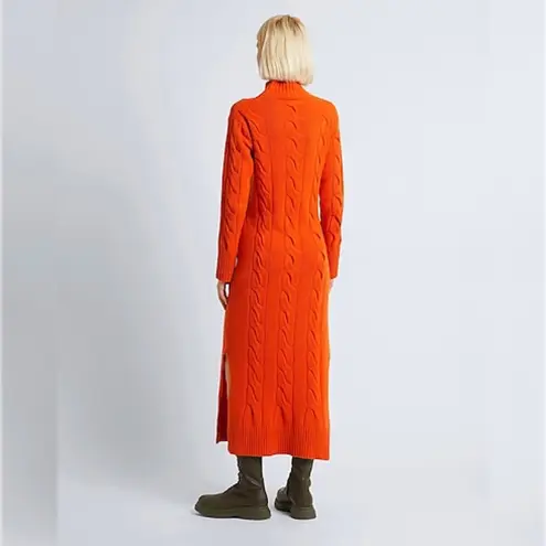 8 By Yoox NWT Orange Cable Knit High-Neck Long Dress Size Small