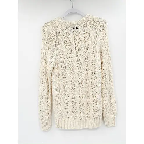 Nili Lotan Ivory Open Cable Knit Pullover Sweater Size Large NWT