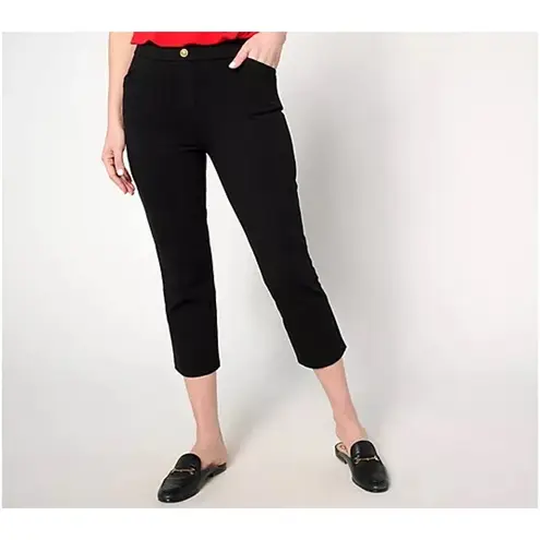 Susan Graver Weekend Essentials Black Slim Crop Pants Size Small Stretch Pull-On