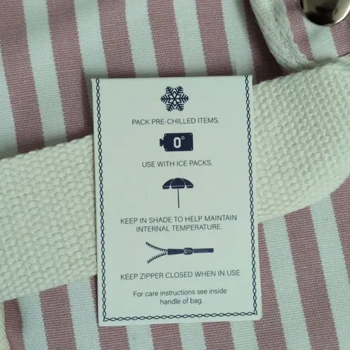 NWT Business & Pleasure Co Pink White Stripe Insulated Zipper Cooler Lunch Bag