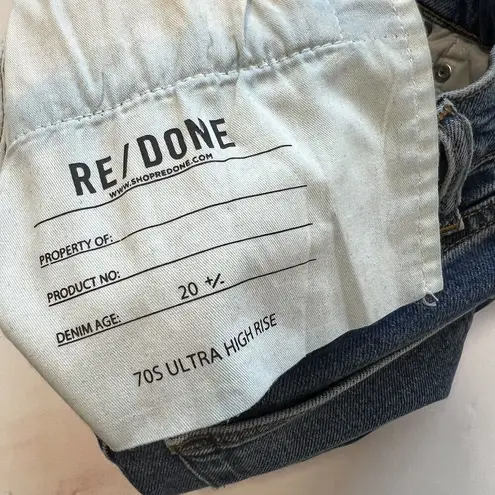 RE/DONE REDONE Sz 25 70s Ultra High Rise Stove Pipe Jeans Broken in Dark