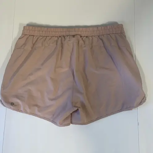 NOODME Women's XL Running Shorts Blush Pink Lined Zip Pockets High Rise Stretch