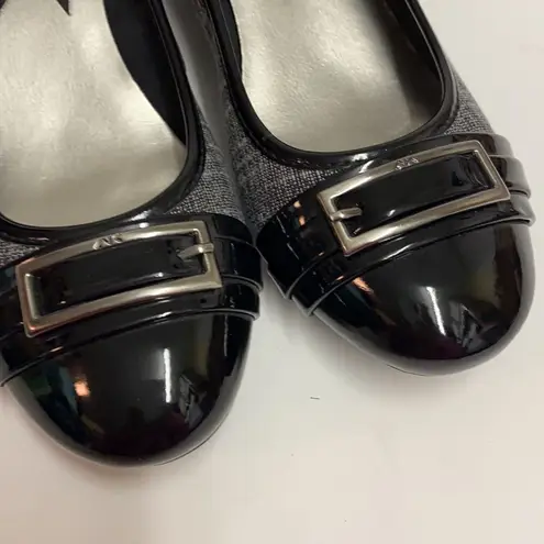 Anne Klein  Sport Sadique Patent leather and tweed wedges Size 8.  B71