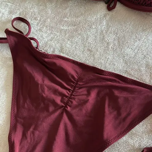 H&M Burgundy Red Bikini Set PushUp Top and Lacy / Size Small