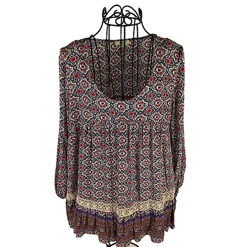 Kori America Mixed Print Boho Mini Dress Women’s Size Small