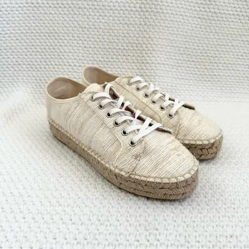 Aquatalia NWOB Flyn Multi Tone Off White Canvas Woven Espadrille Sneaker 6