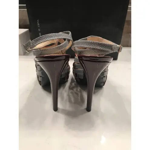 N.Y.L.A. Yaneli Woven Leather High Heel Women Platform Shoes Sandals Heels Sz 7 Purple