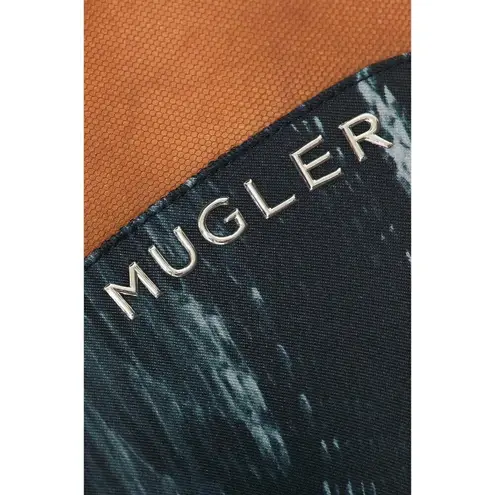 MUGLER Womens Long Sleeve Jumpsuit in Warped Snake Black Nude 34 New Catsuit Size undefined