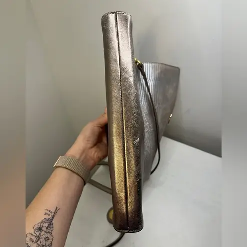 Tahari Metallic Leather and Faux Croc Crossbody Bag