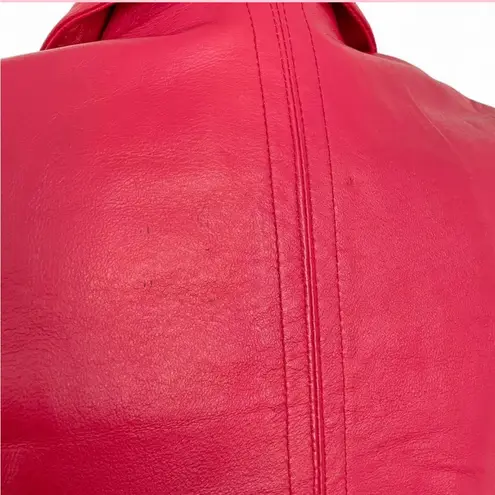 Vintage 90s Junction West Cherry Red 🍒 Leather jacket Size XS