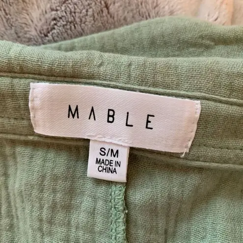 Mable Women's Cotton Wrinkle Gauze Button Front Lightweight Relaxed Romper S/M Green Size M