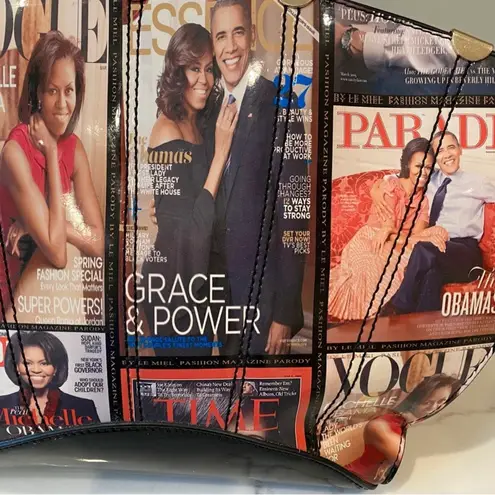 Michelle Obama Barack Obama Glossy Magazine Cover Satchel Purse Bag President Black