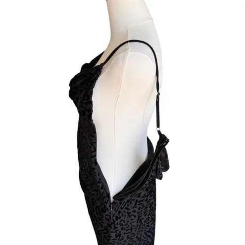 Katie May  - Don’t Rub Me Wrong Black Burnout Leopard Velvet Slip Midi Dress Sz M