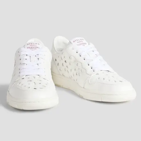 Valentino Garavani Valentino Atelier San Gallo printed broderie anglaise leather sneakers IT 38.5