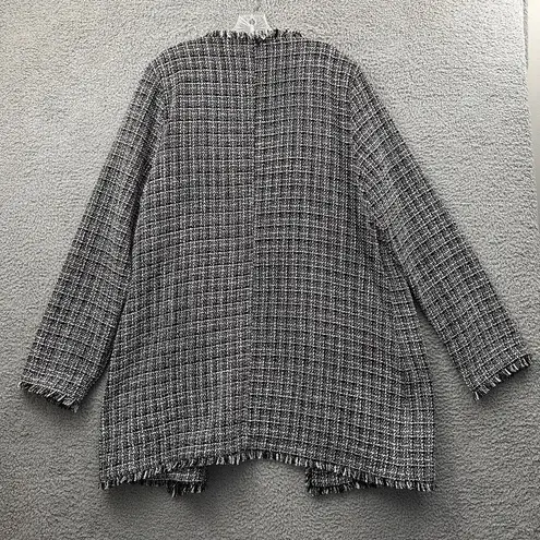 Long Tall Sally Tweed Fringe Coat Jacket Cotton Wool Blend Preppy Office Size 18 Black