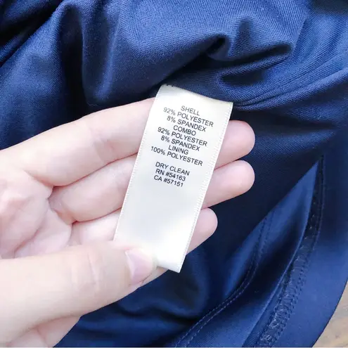 Eliza J • navy blue shift dress scuba knit floral embellished appliqué sheath