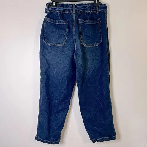 Time And Tru High Waisted Denim Paper Bag Waist Jeans with Denim Belt Size 10