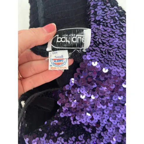 Vintage Small Partique Disco All over Sequin Purple Tank Top Party Club ILGQU