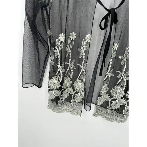Luna Sheer Cardigan Womens Size M Black Floral Boho Dark Fairy Whimsigoth