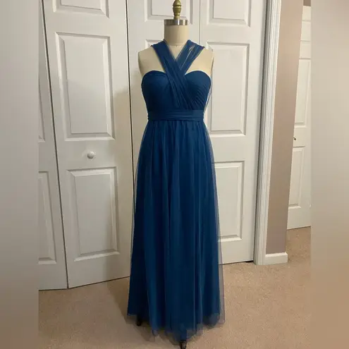 Jenny Yoo for BHLDN Anthropologie “Annabelle” Blue Convertible Column Tulle Gown