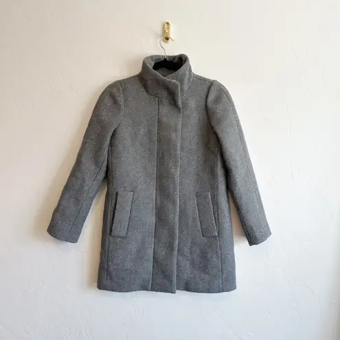 J.Crew Mercantile | City Wool Blend Stand Collar Mid Length Coat Jacket Gray 00P