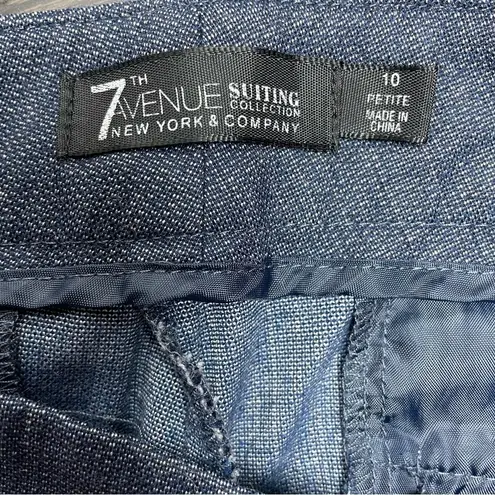 NY & Co 7th Avenue Petite Suit Pants Size 10P Navy Blue Zip Pocket Workwear